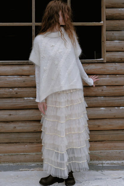 Beaded Alpaca Wool Shawl Skirt Set-Up