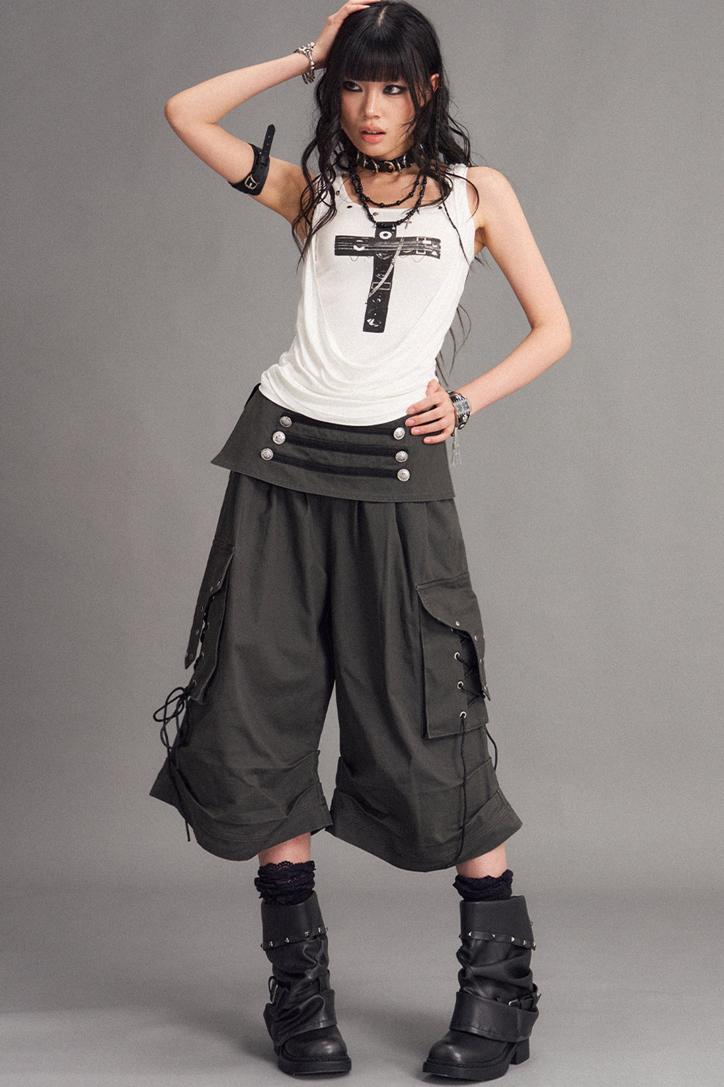 Palace pantaloni punk effetto consumato