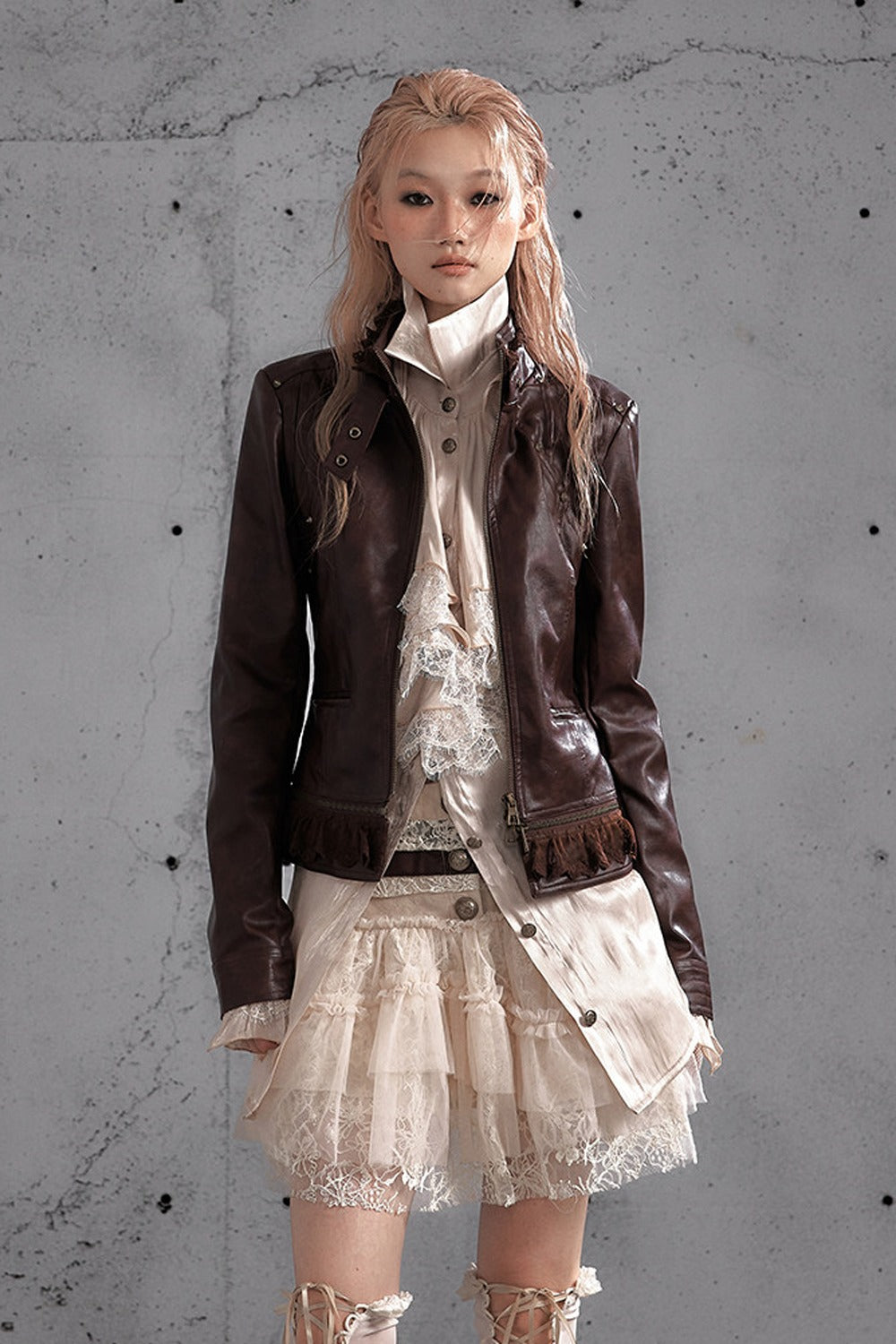 Lace Patchwork Pleated Multi-Layered Puffy Skirt