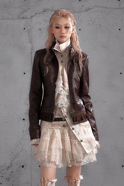 Lace Patchwork Pleated Multi-Layered Puffy Skirt