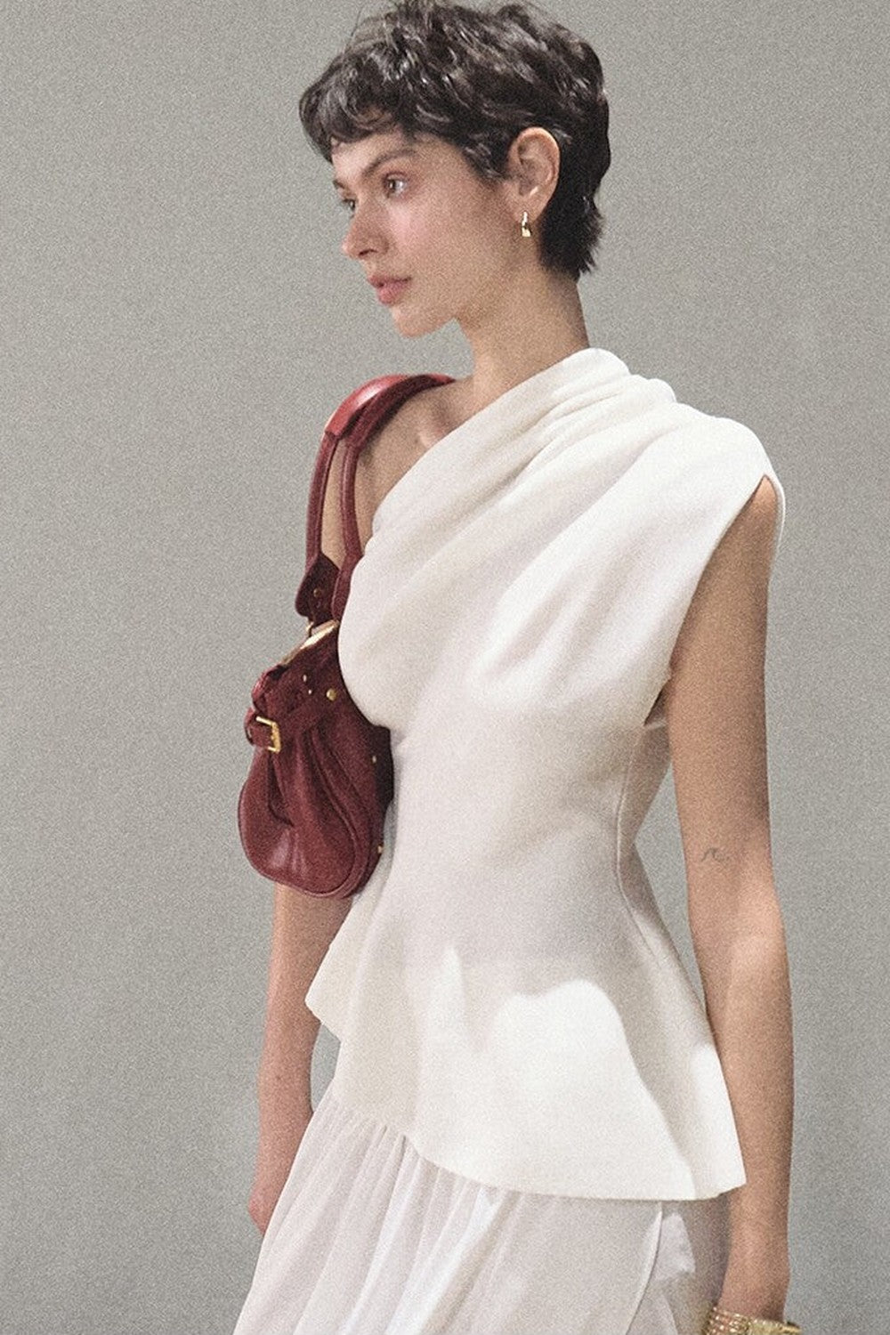 White Asymmetrical Lyocell Top