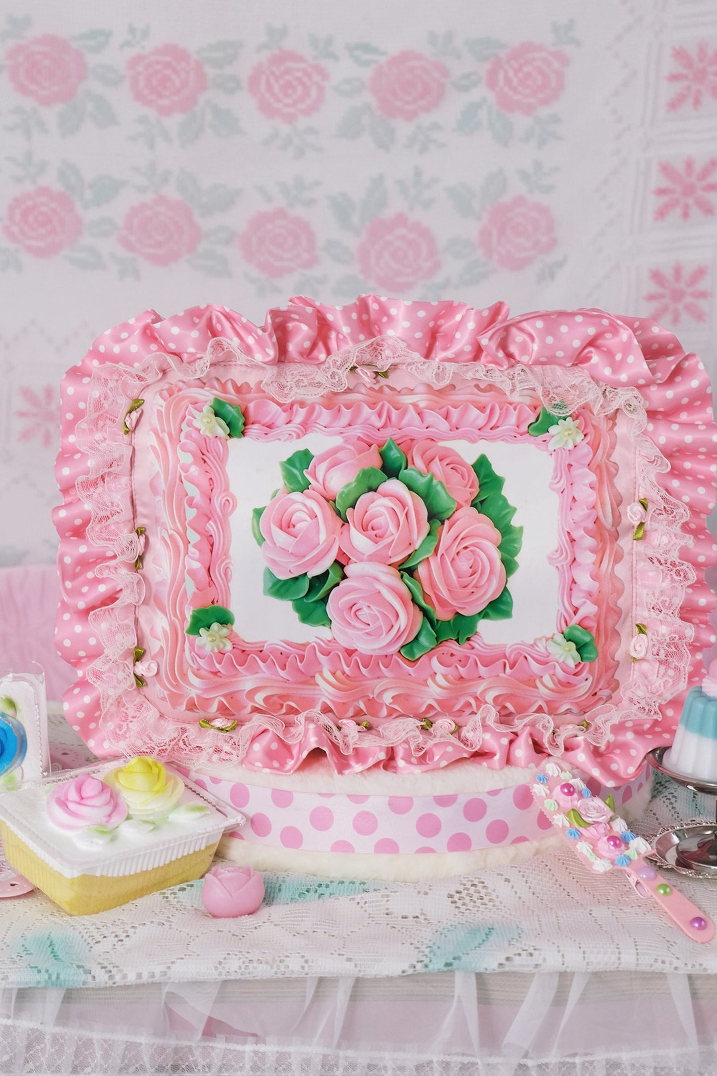 Rose Cake Ruffle Handheld Crossbody Tote
