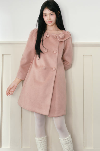 Double-Breasted Three-Quarter Sleeve Coat