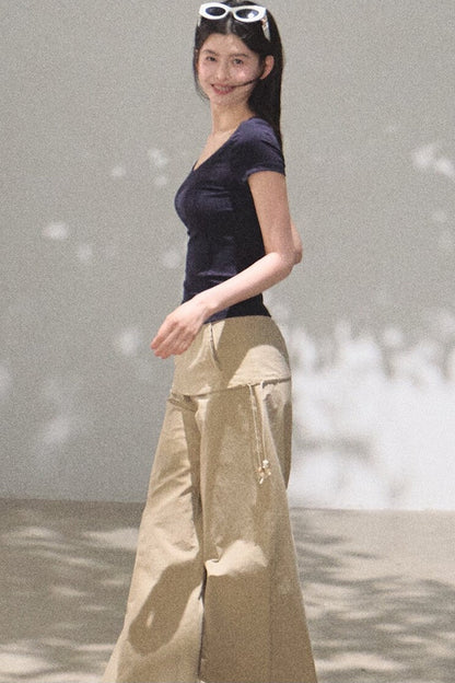 Lyocell V-Neck Short Sleeve Top