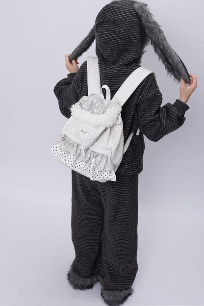 Furry Pleated Ballet Backpack