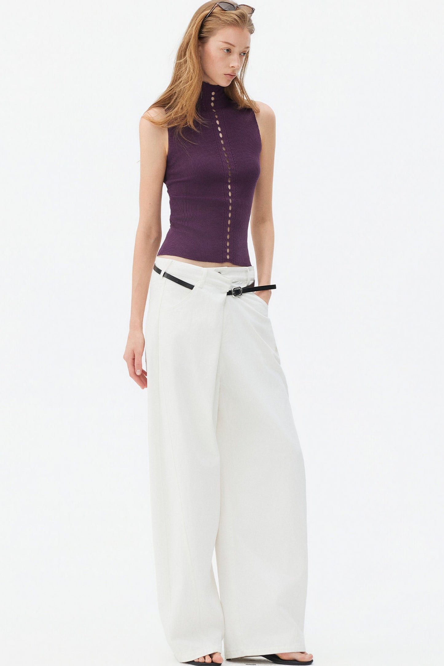 Gilet in maglia a coste in lyocell