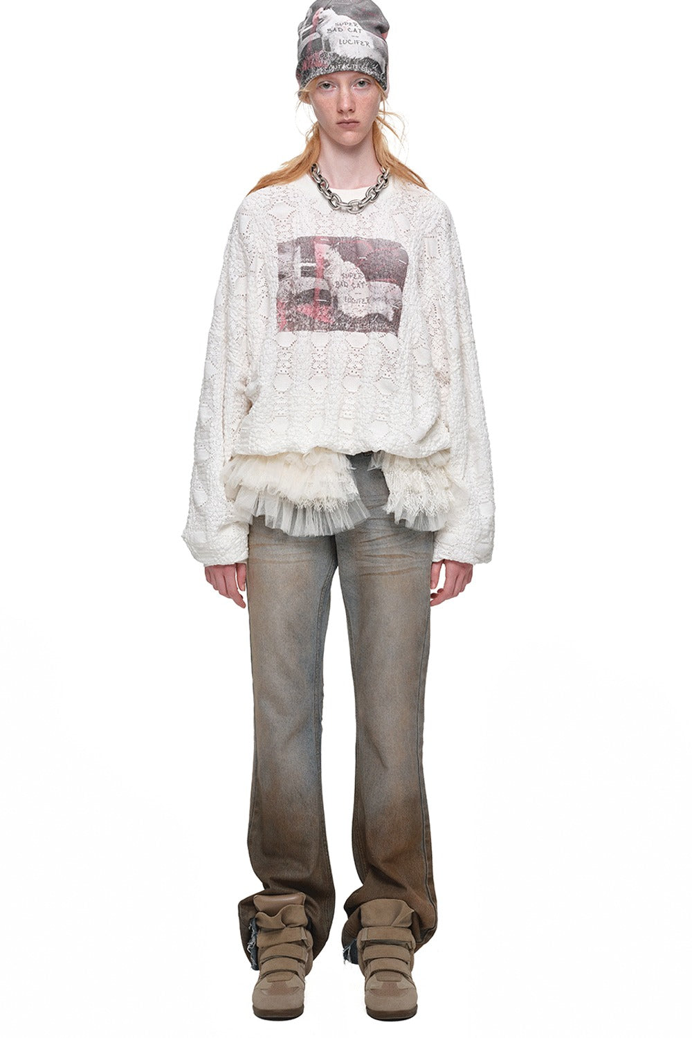 Gradient Mud-Dyed Straight-Leg Flared Jeans