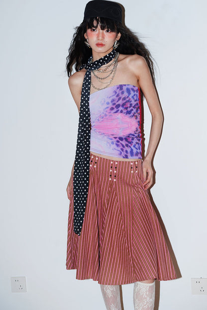Retro Striped A-Line Skirt