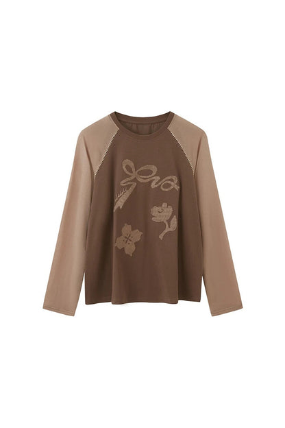 Bowknot Floral Long Sleeve Top