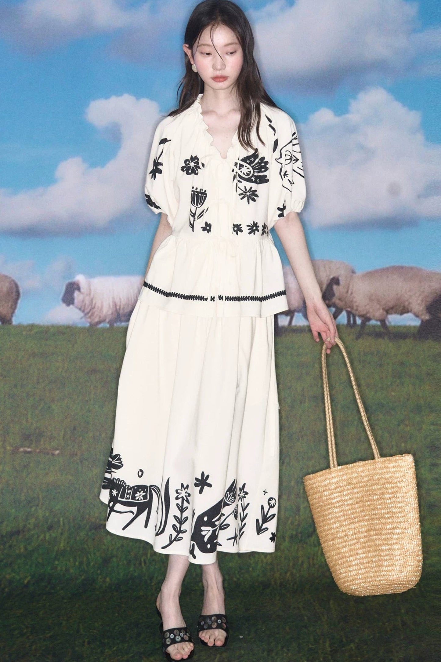 Floral Pony Linen Skirt