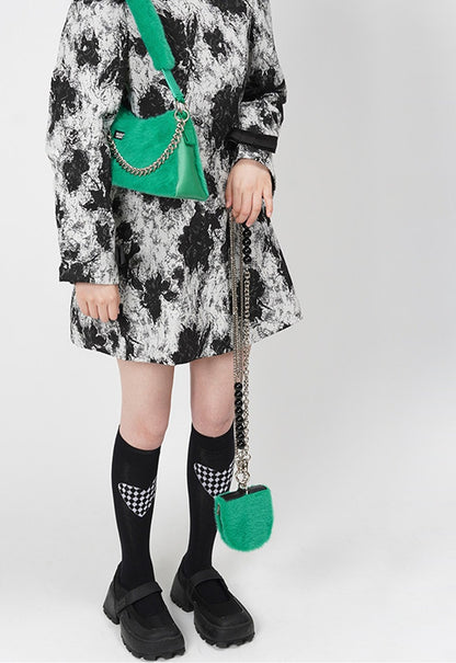 Solid Color Fur Underarm Crossbody Shoulder Bag
