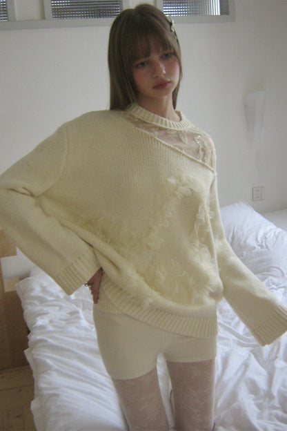 Beige Double-Layer High-Waisted Knit Base Shorts