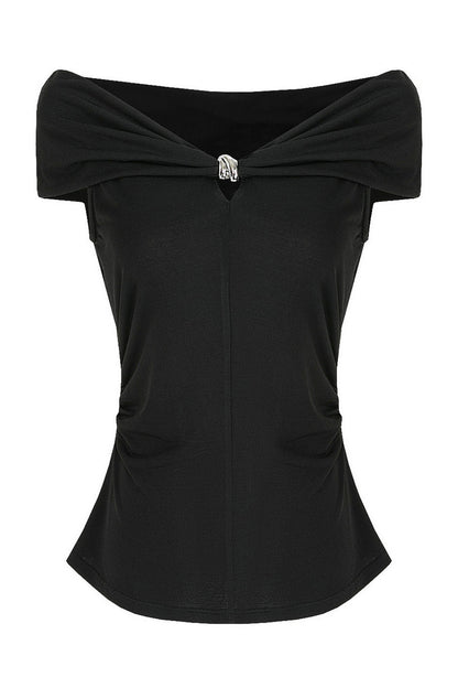 French Twist Knot Off-Shoulder Top