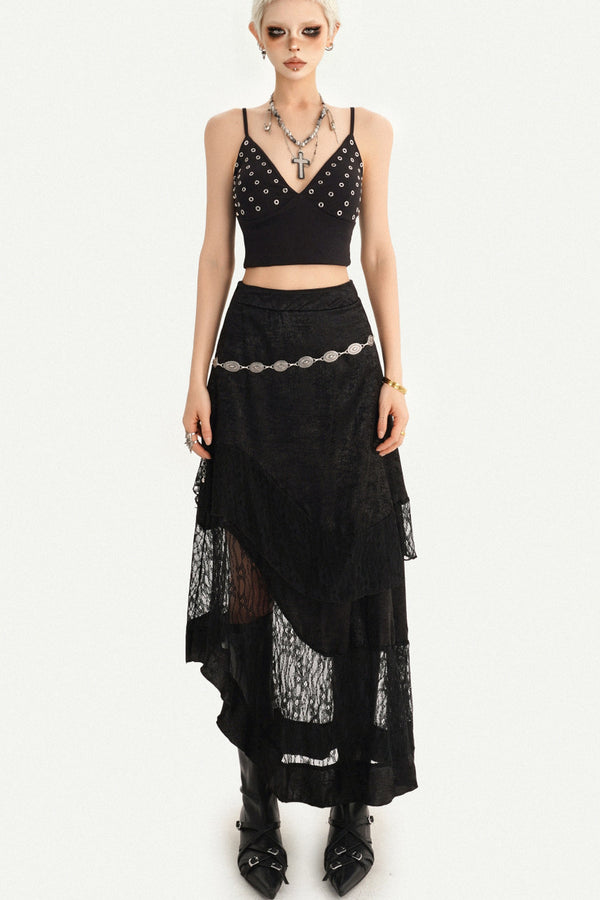 Gothic Layered A-Line Irregular Hem Patchwork Skirt