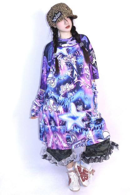Y2K 機械女孩塗鴉洋裝