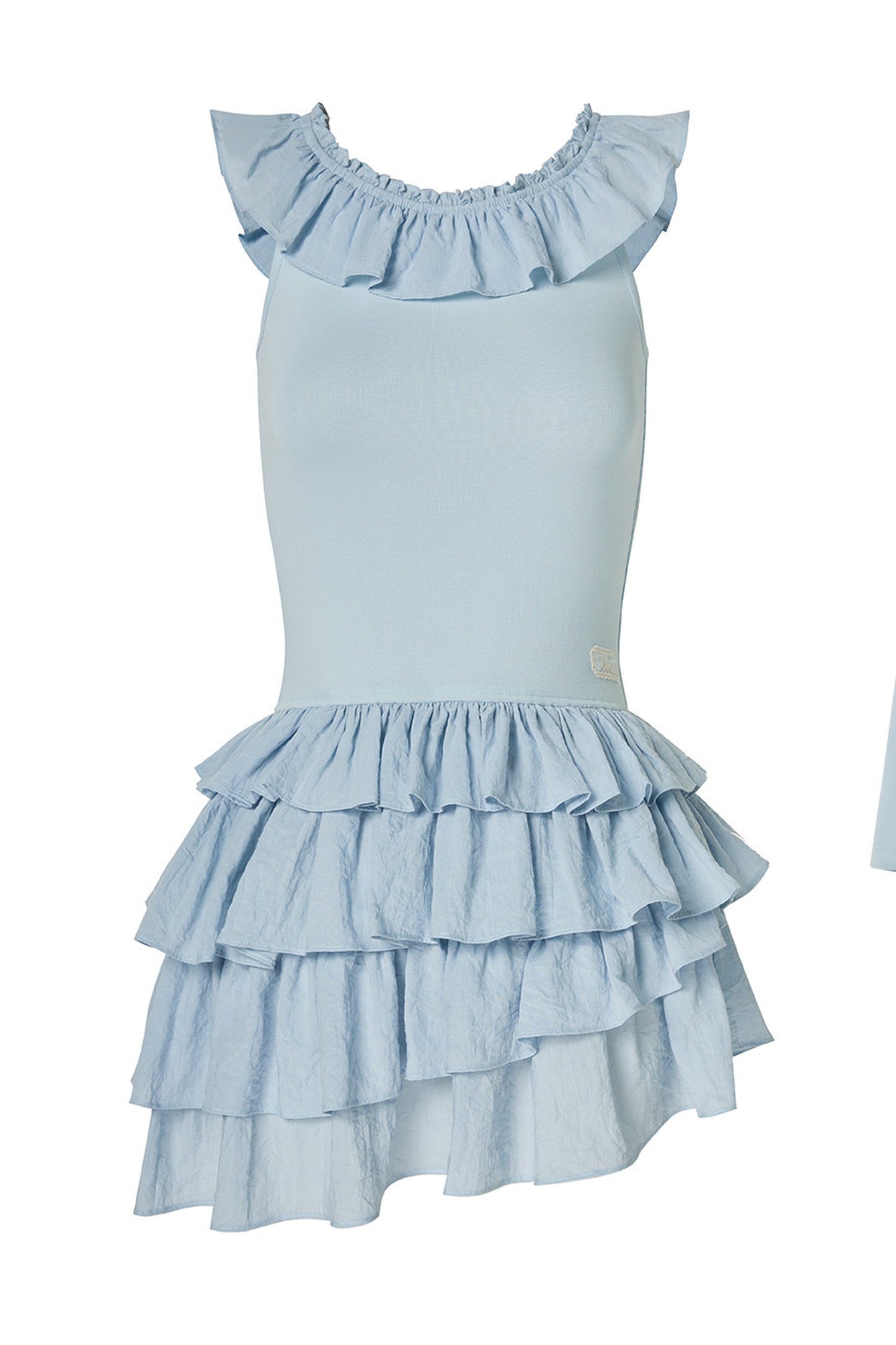 Mist Blue Ruffle Dress and Leggings Set