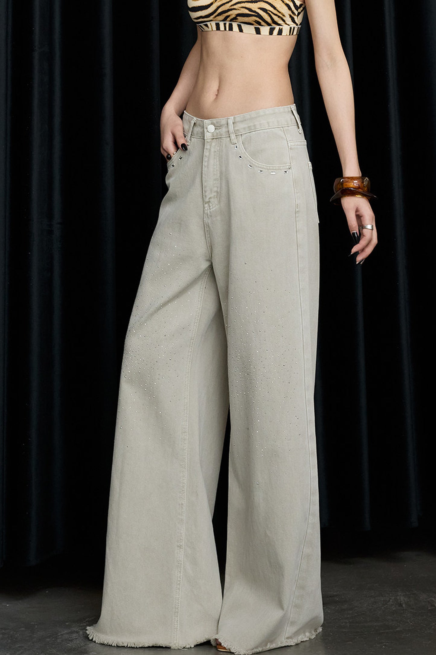 Desert Star Rhinestone Wide-Leg Jeans