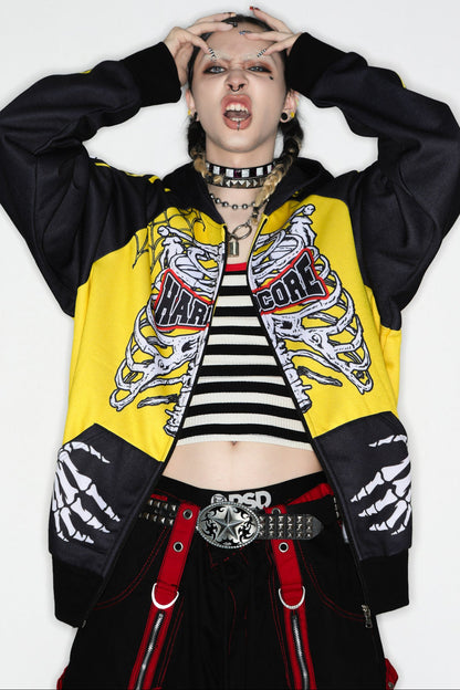 Skeleton Ribcage Hooded Zipper Jacket
