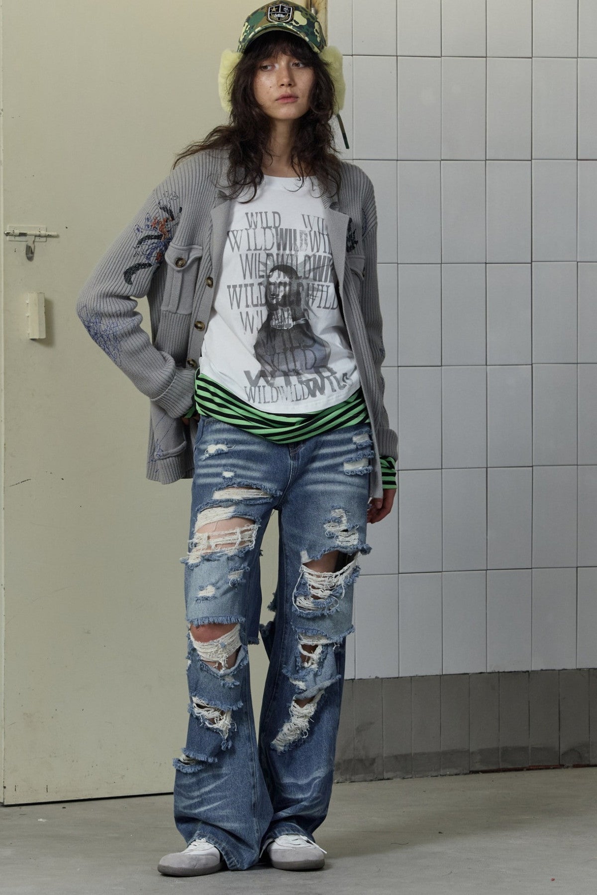Funny Graffiti Striped Long Sleeve T-shirt