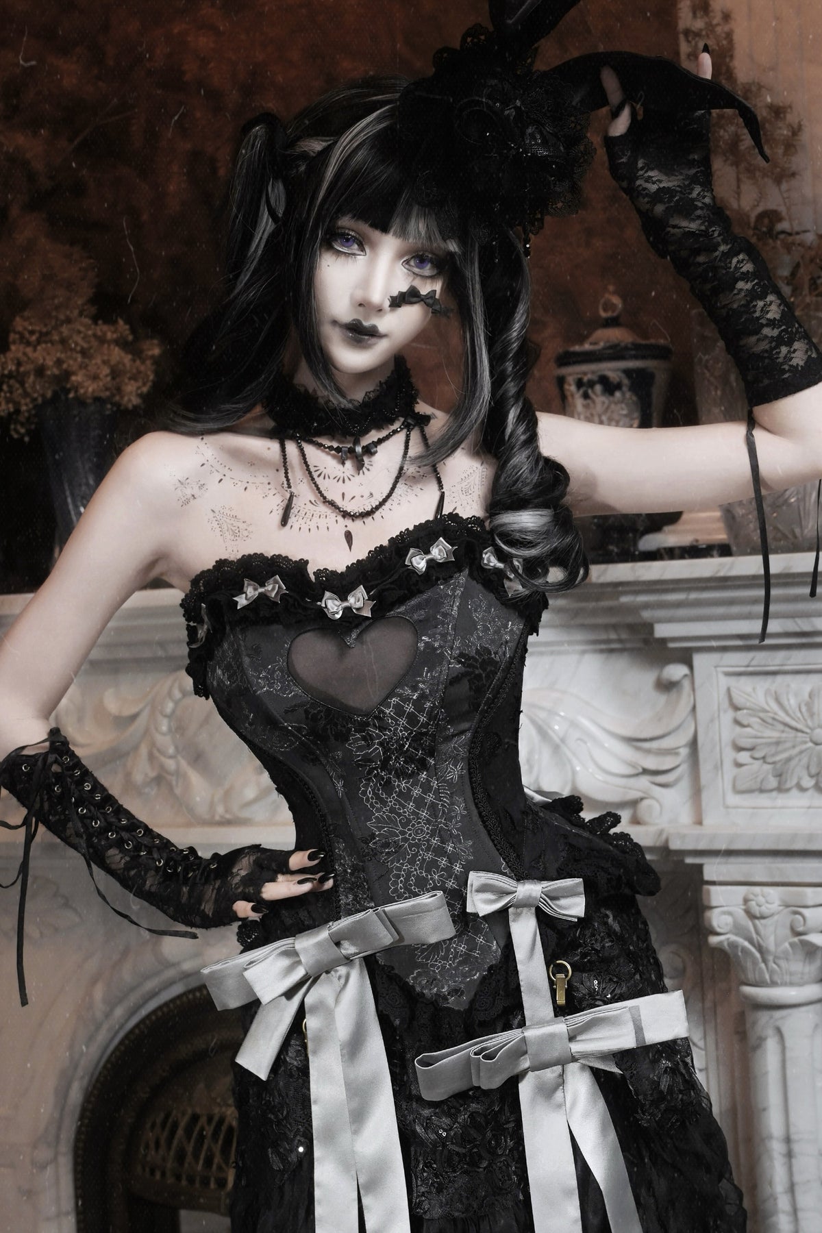 Gothic Heart Fishbone Camisole Set-Up
