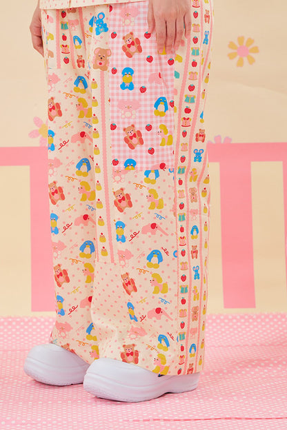 Bunte Patchwork-Hose mit weitem Bein
