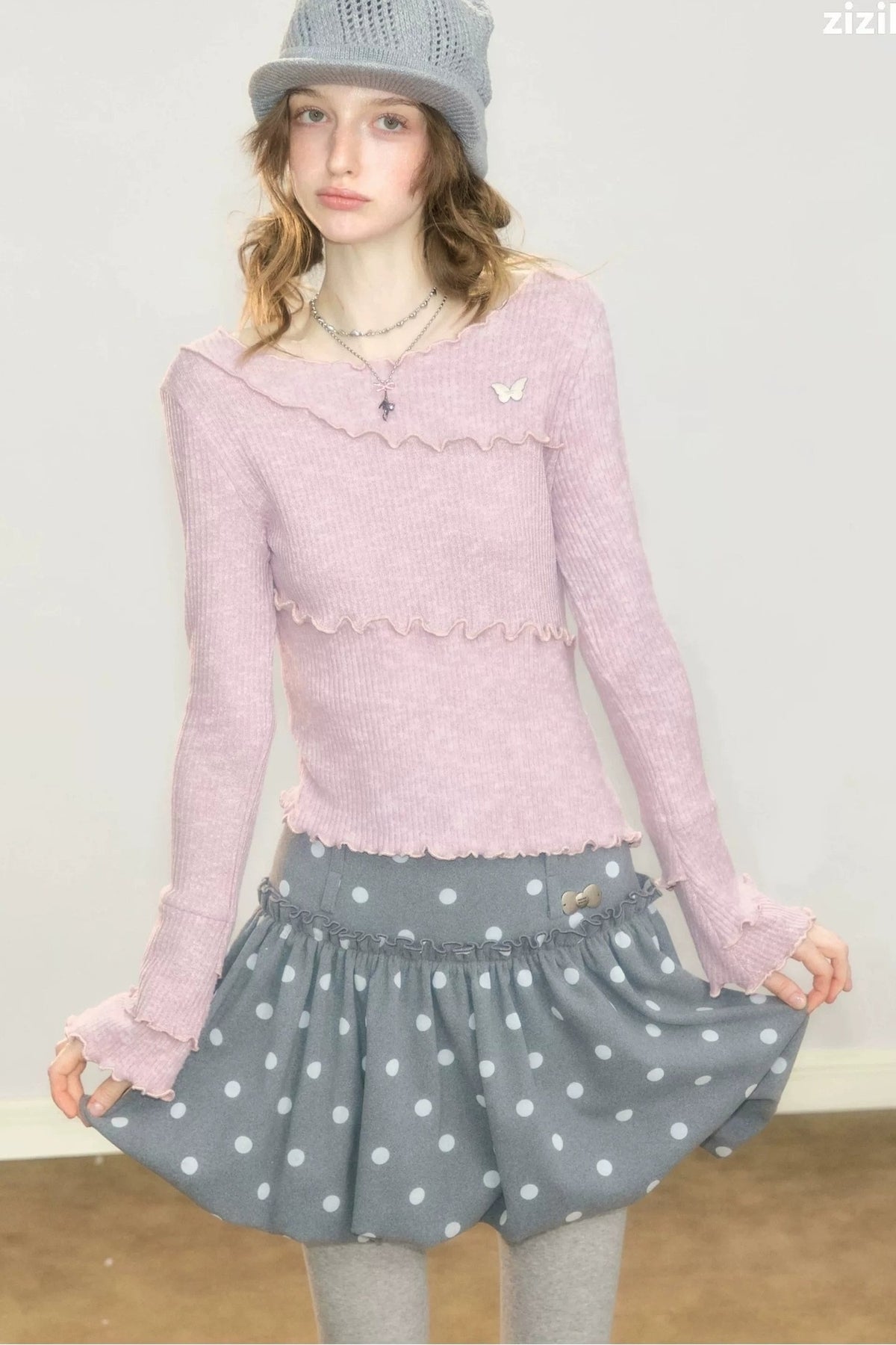 Pink Bell Sleeve Knit Top