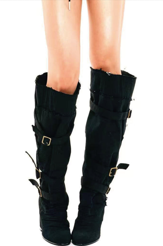 Distressed Wedge Boots