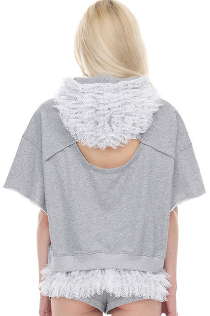 Lace Collar Hoodie T-Shirt