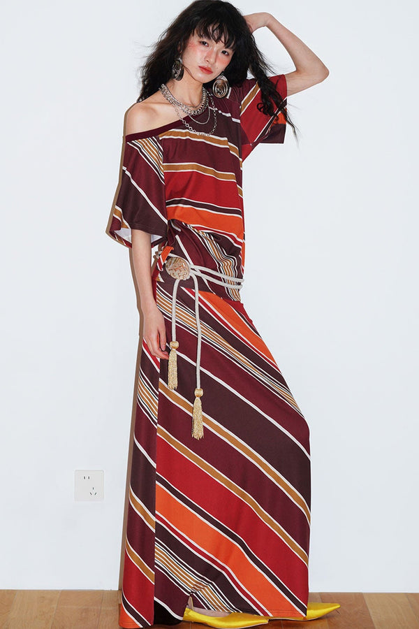 Color-Block Off-Shoulder Dress