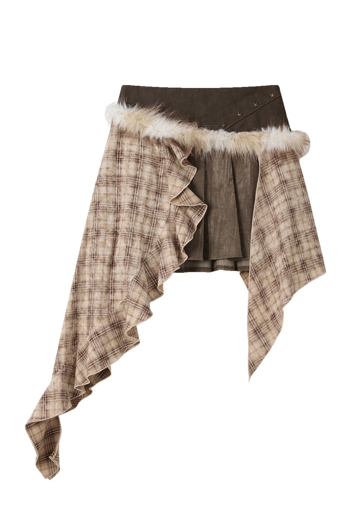 Women's Irregular Plaid Patchwork Trailing Skirt