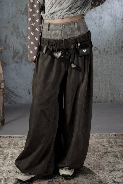 Double-Waist Belted Pants