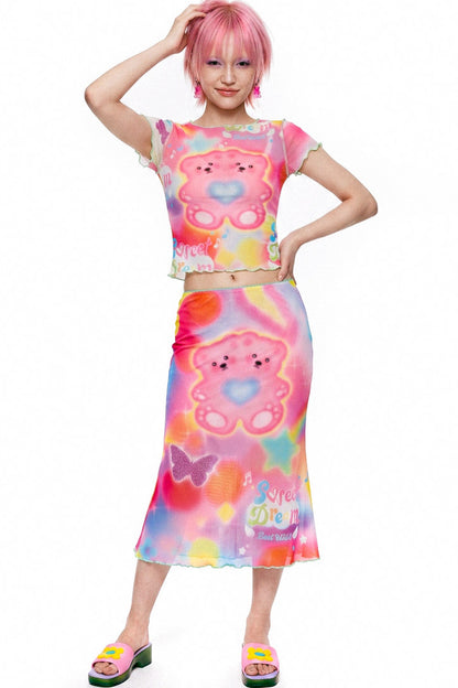 Dopamine Rainbow Mesh Dress