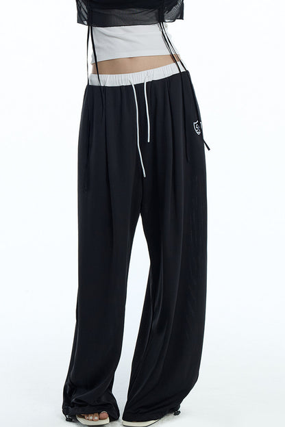 Black White Color-Block Sports Pants