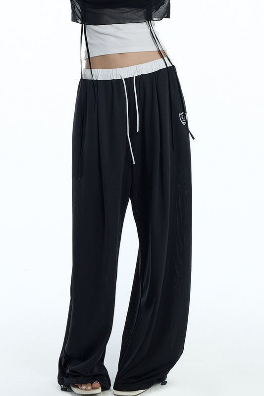 Black White Color-Block Sports Pants