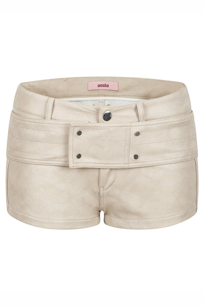 Faux Leather Belted Shorts