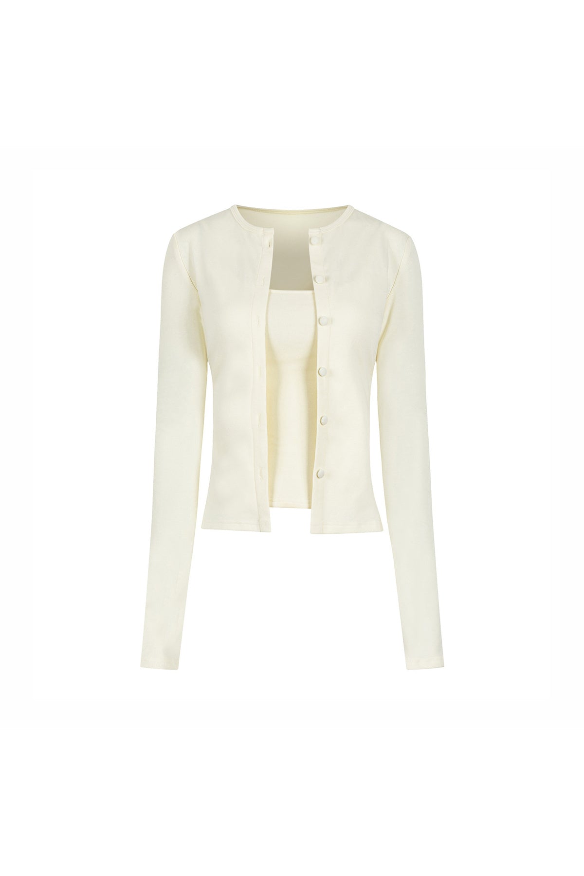 Set T-shirt slim fit con canotta e cardigan