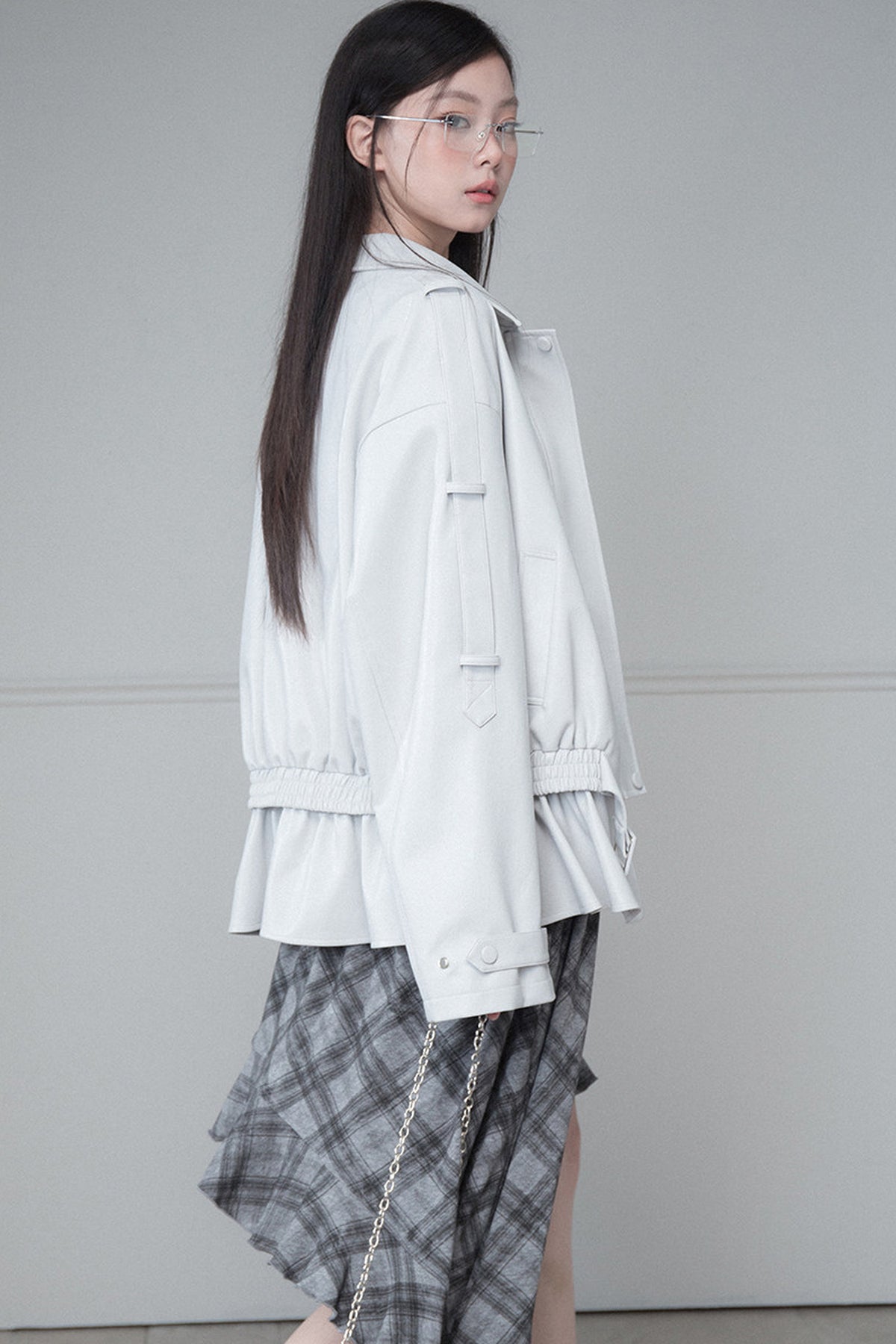 Advanced Silhouette Detachable Hem Leather Jacket