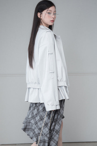 Advanced Silhouette Detachable Hem Leather Jacket