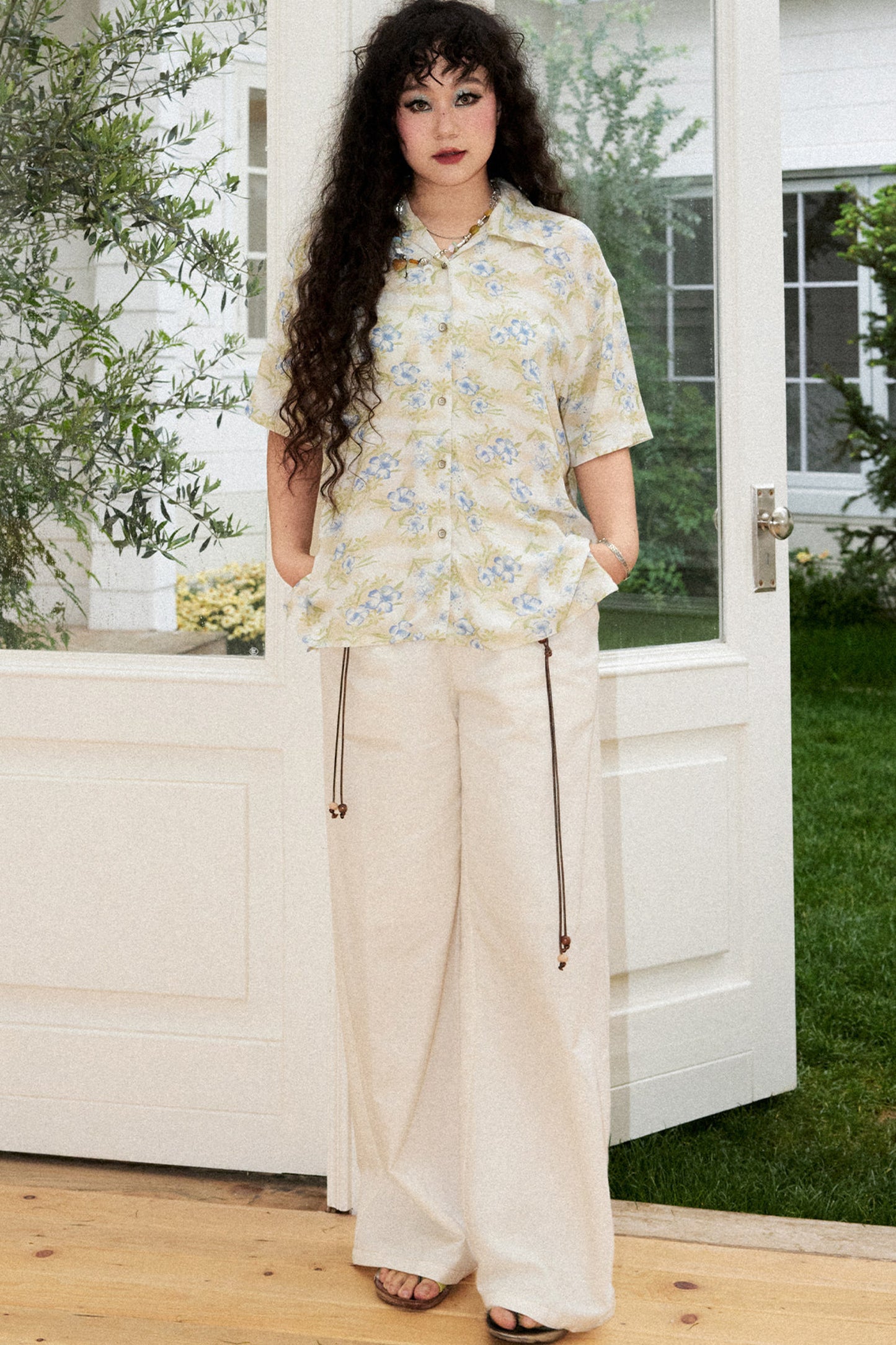 Hawaiian Contrast Print Blouse