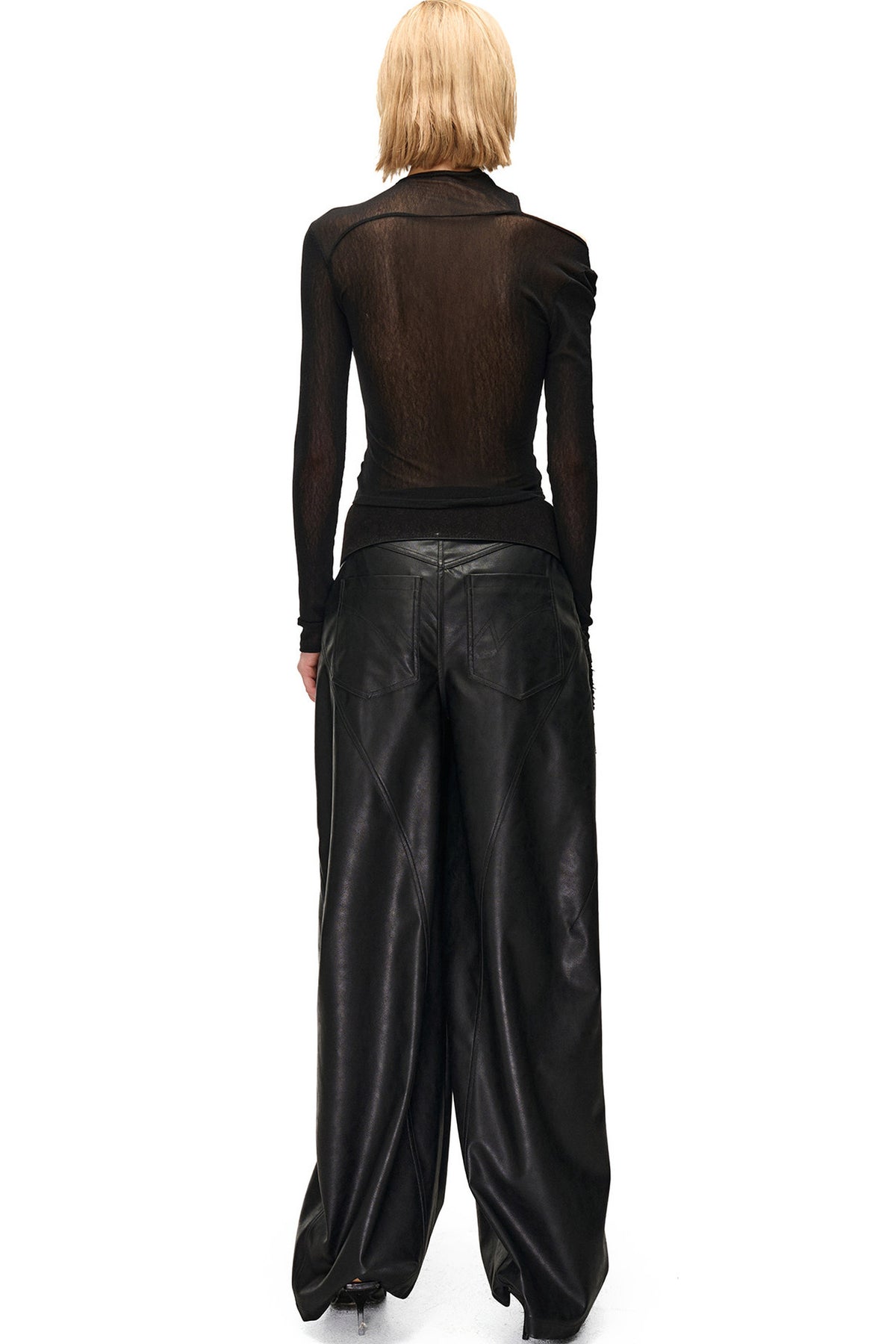 Weight Fragment Printed Mesh Half-High Collar T-Shirt