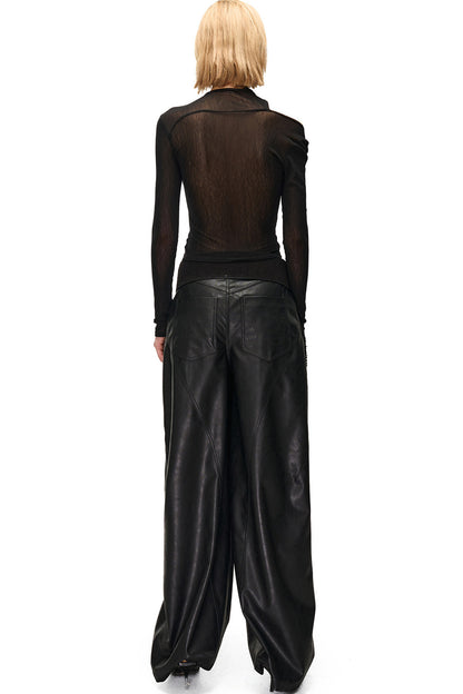 Weight Fragment Printed Mesh Half-High Collar T-Shirt