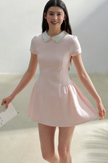 Retro Rhinestone Air Layer Dress