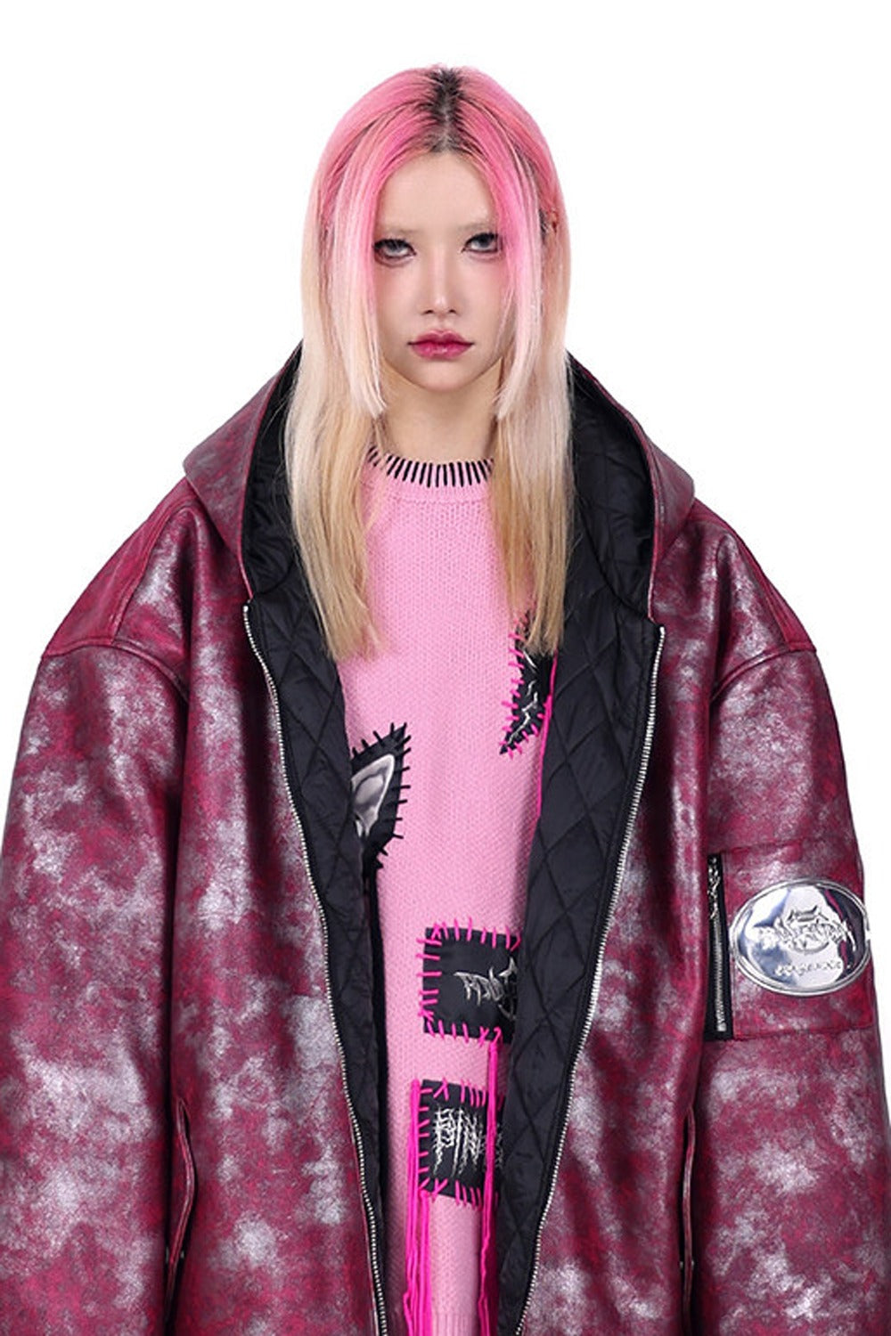 Oversized Acid Wash Bomber Jacket