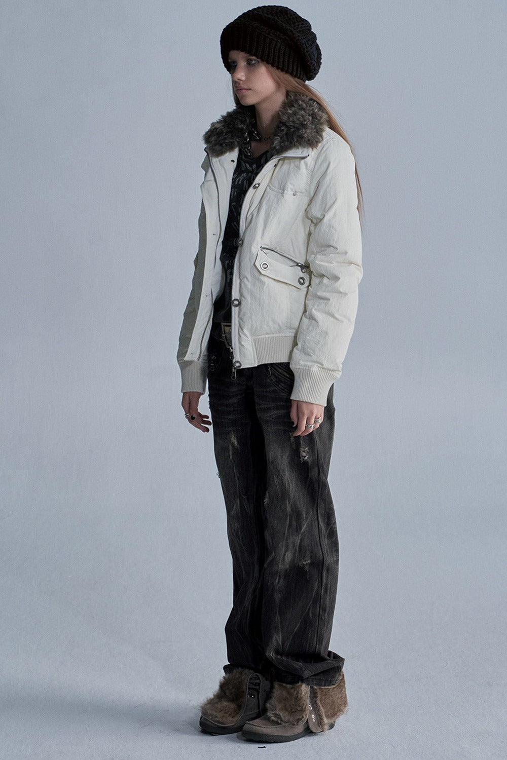 Stand Collar Fur Collar Down Jacket