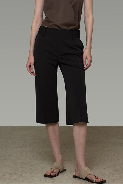 High-Waisted Straight-Leg Cropped Pants