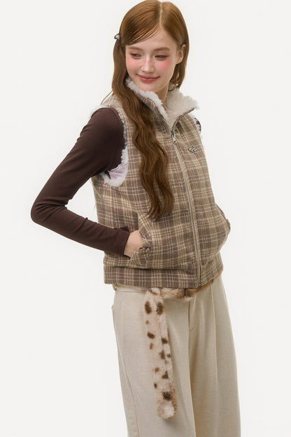 Reversible Plaid Sherpa Vest