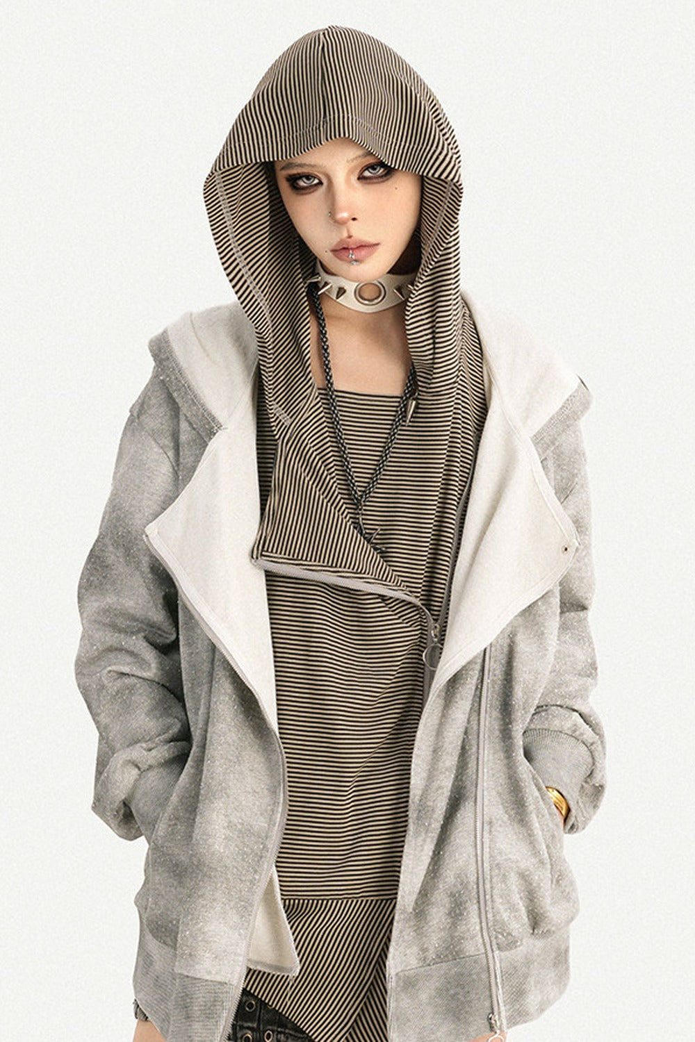 Y2K Layered-Look Hooded Jacket