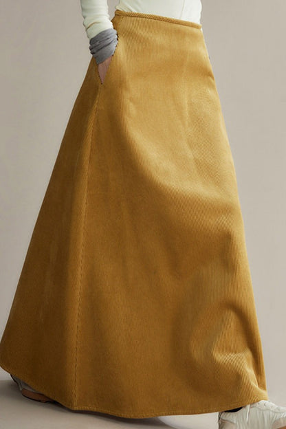 Retro Corduroy A-Line Skirt