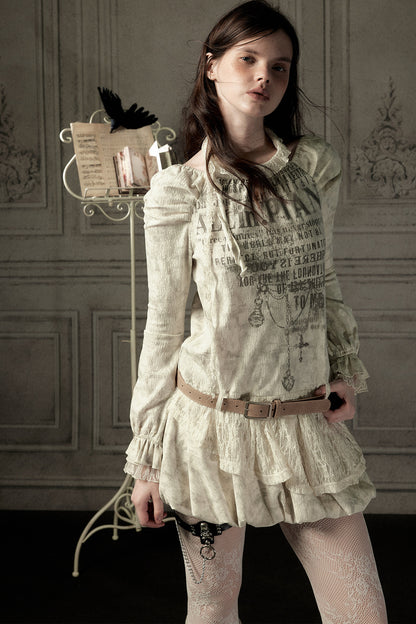 Beige Long Sleeve Halter Dress