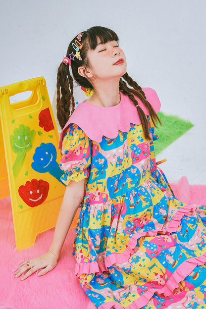 Fun Printed Lace Cake Dress